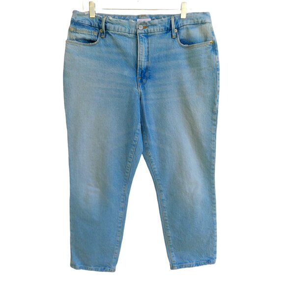 Good American Jeans Light Blue Wash Factory Frayed High Waist Taper Leg 30 10 - Picture 3 of 6